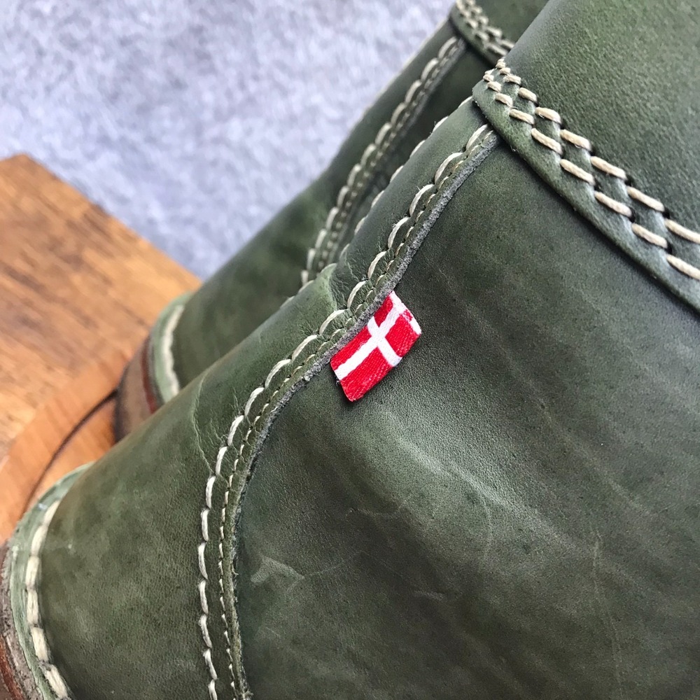 Danish Duck Feet Faborg Boots EU 45 M 11.5 W 13 Forest Green Leather Wool Lined - Picture 2 of 13
